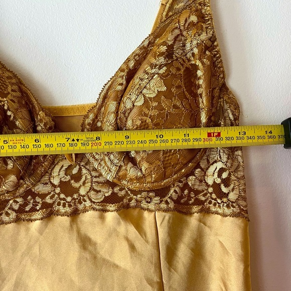 Vintage Victoria’s Secret Gold Satin Slip Dress M | Lace Bust Coquette Y2K - Picture 12 of 13